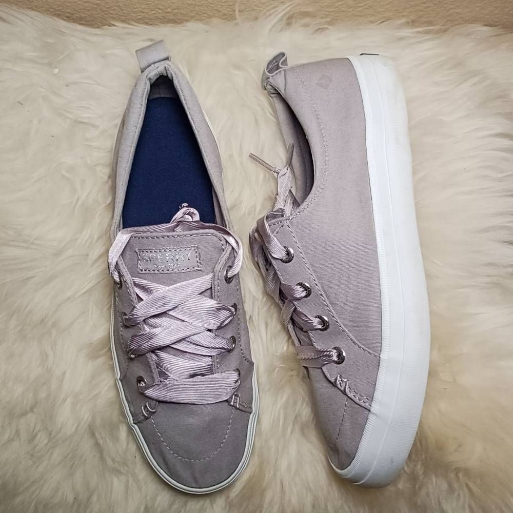 Sperry Crest Vibe Satin Lace sneakers on lavender - Picture 1 of 9